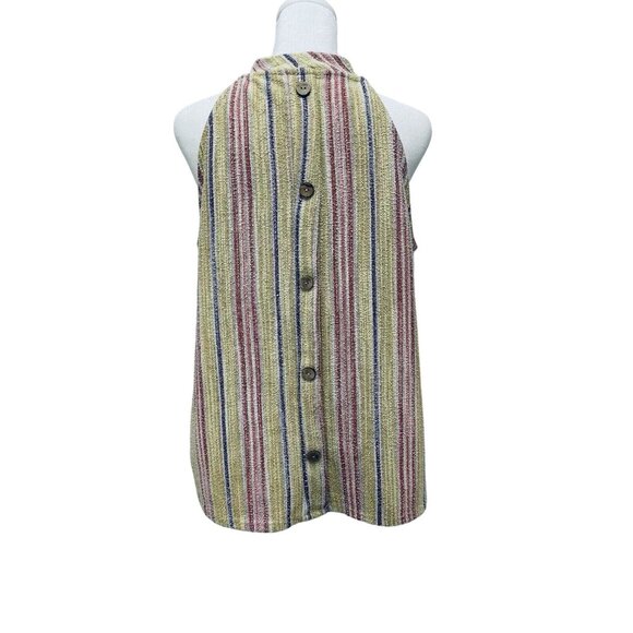 W5 Tank Top Size L Women’s Multicolor Striped Sleeveless Halter Textured Nubby - Picture 2 of 8